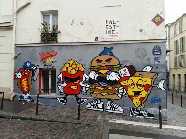 Streetart Paris Rue Lesage Fast Food Burger Pommes Pizza